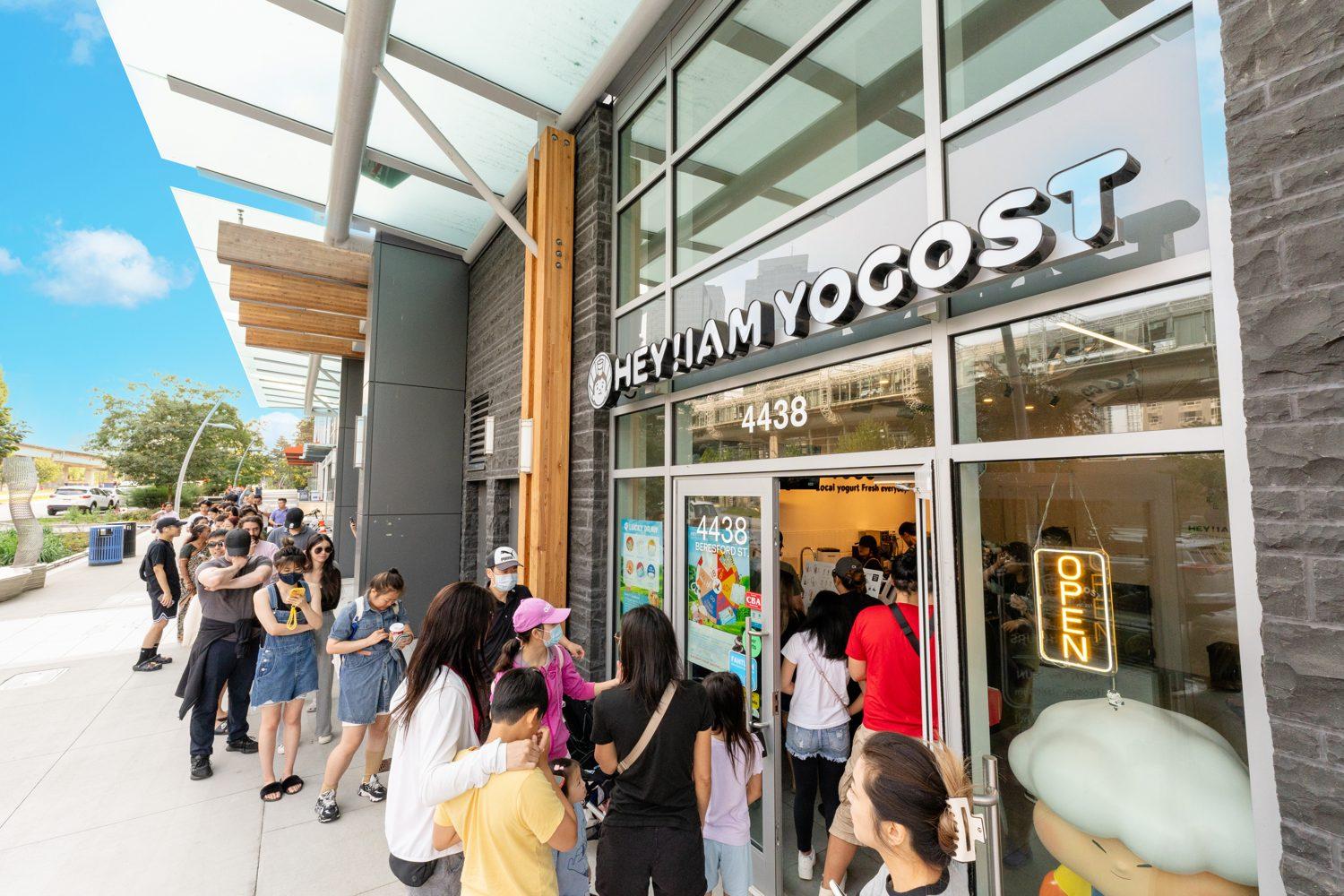 Customers lining up outside Yogost on Beresford Street